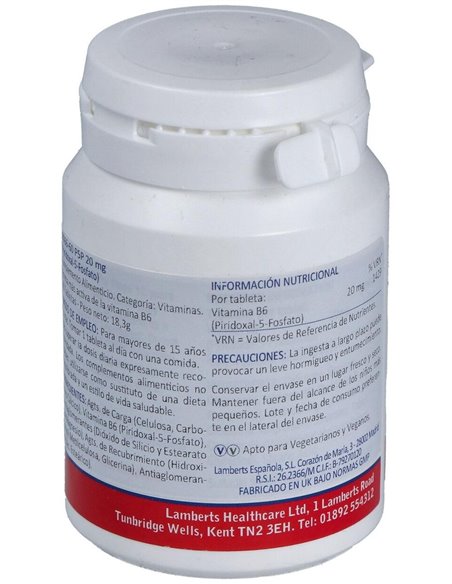 P5P 20 mg (Piridoxal-5-Fosfato) 60 Tabs. de Lamberts