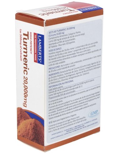 Cúrcuma (Turmeric) 20.000 mg 60  Tabs. de Lamberts