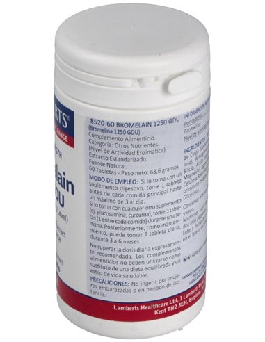 Bromelina 1250 GDU 60 Tabs. de Lamberts