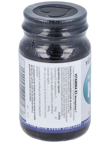 Vitamina K2 50Ug 30Cap.Veg. de Viridian