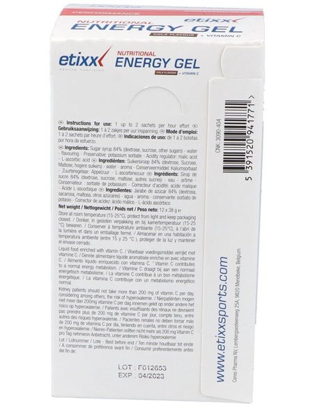 Etixx Energy Nutritional Gel Sabor Cola 12Ud. de Etixx