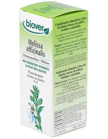 Ext. Melissa Officinalis (Melisa) 50Ml. de Biover