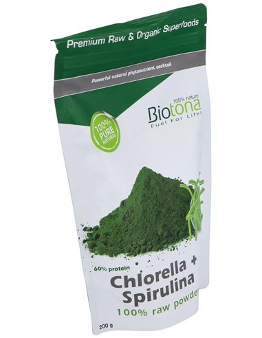 Chlorella Spirulina Raw 200Gr. Bio de Biotona
