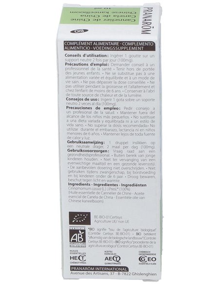 Canela De China Aceite Esencial Bio 10Ml. de Pranarom Aceites