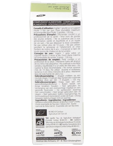 Arbol Del Te Hoja Aceite Esencial Bio 10Ml. de Pranarom Aceites