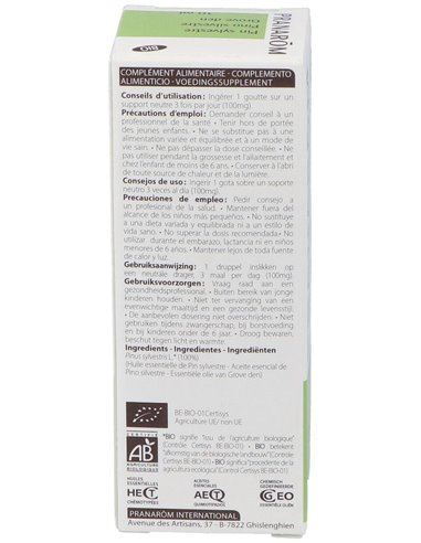 Pino Silvestre Aceite Esencial Bio 10Ml. de Pranarom Aceites