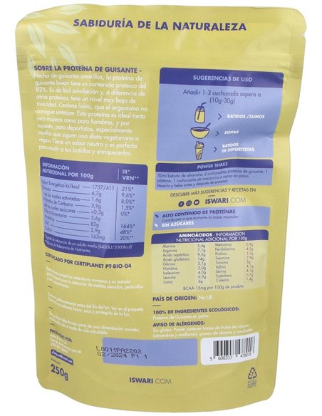 Proteina De Guisante Superalimento 250Gr. Bio de Iswari