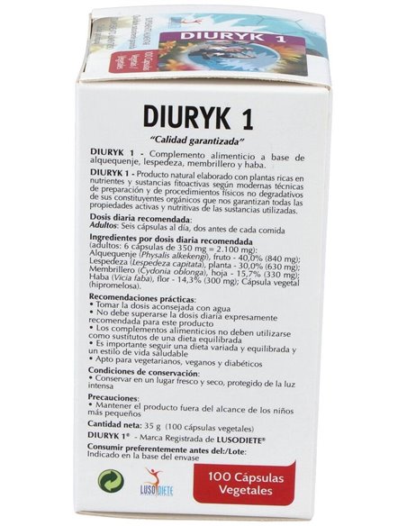 Diuryk 1                                                                                     100 Cáps de Lusodiete