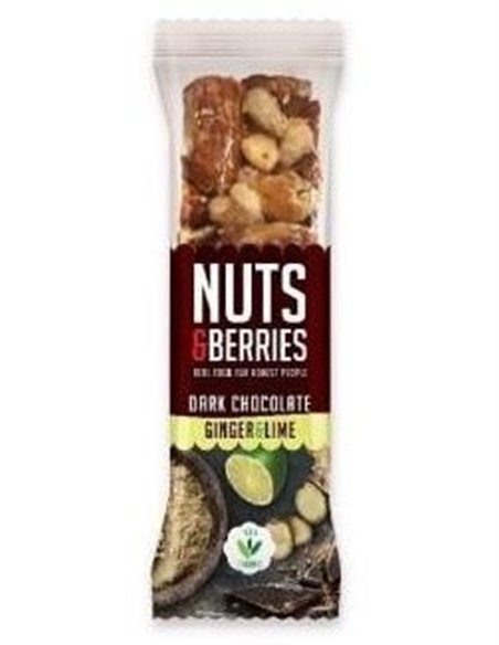 Barrita Chocolate Negro-Jengibre-Lima 15Uds. Bio de Nuts & Berries