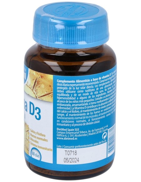 Vitamina D3 4000Ui 60Perlas de Dietmed