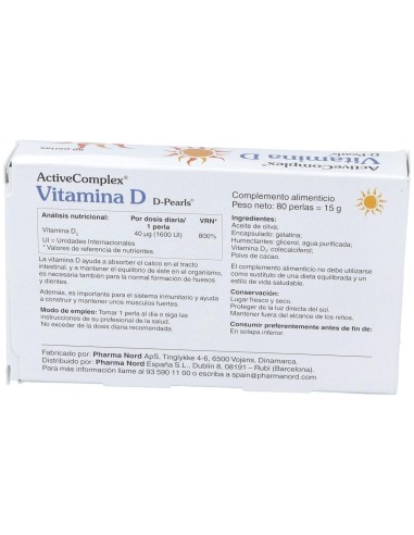 Activecomplex Vit. D 40Mcg. 1600Ui 80Perlas de Pharma Nord