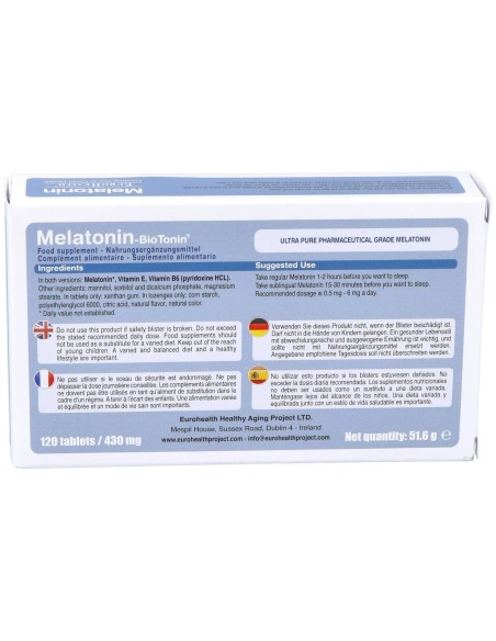 Melatonin Biotonin 1,9Mg.120Comp. Sub de Eurohealth