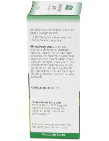 Ginkgoforce (Geriaforce) 100Ml. de A.Vogel