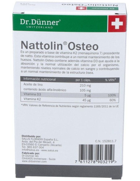 Nattolin Osteo 30Cap. Dr.Dunner de Salus