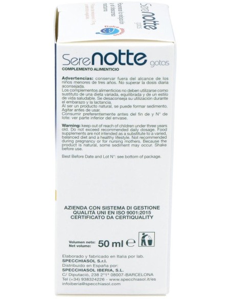 Melatonina 1,9Mg. (Serenotte) 50Ml. de Specchiasol