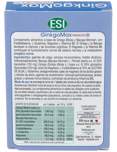 Ginkgomax Memory 30Comp. de Trepatdiet-Esi