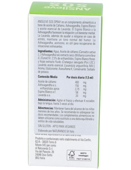 Ansileve Sos Spray 30Ml. Sg Vegan de Naturando