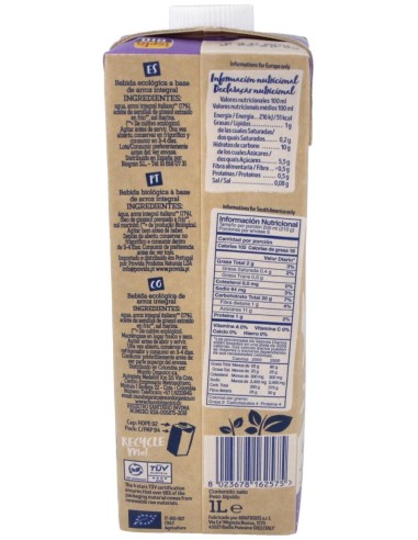 Bebida Vegetal De Arroz Integral 1Lt  S/A de Isola