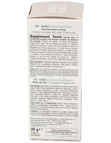 Anifen (Anice Composto) Gases 25Gr.Comprimidos de Forza Vitale