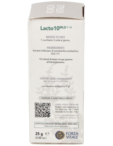 Lacto 10 (Lactobacillus Acidophilus) 25Gr. E-36 de Forza Vitale