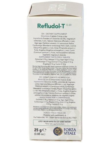 Refludol (Dolomite Composta) 25Gr.Comprimidos de Forza Vitale