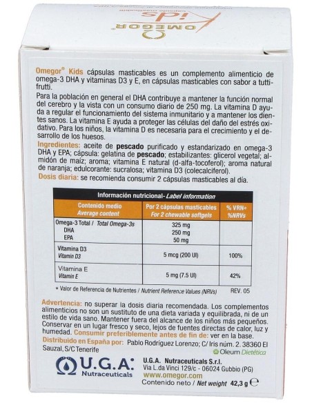 Omegor Kids Masticable 60Cap. de Uga Nutraceuticals