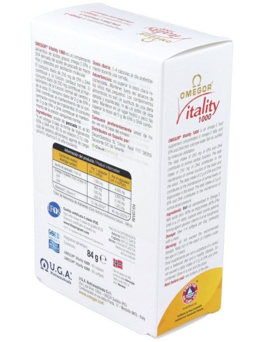 Omegor Vitality 1000 60Perlas de Uga Nutraceuticals