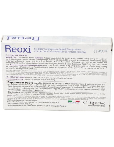 Reoxi Cognitivo 30Comp de Glauber Pharma