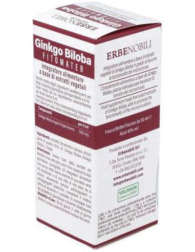 Ginkgo Biloba Ginkgo Biloba Extract Fitomater 50Ml de Erbenobili