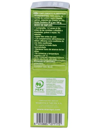 Aceite De Comino Negro   Botella - 50 Ml Marnys