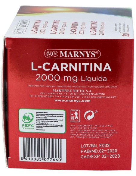L-Carnitina 2000 Sabor Naranja 20Viales de Marnys