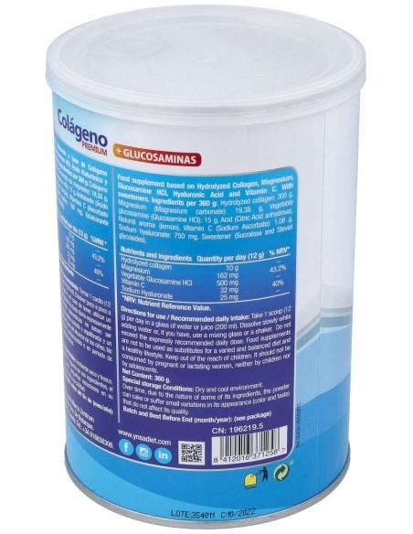 Colágeno Premium Hidrolizado 360 Gr de Ynsadiet