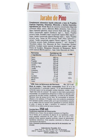 Pino-Protect Jarabe 0% Azúcar 250 Ml de Ynsadiet