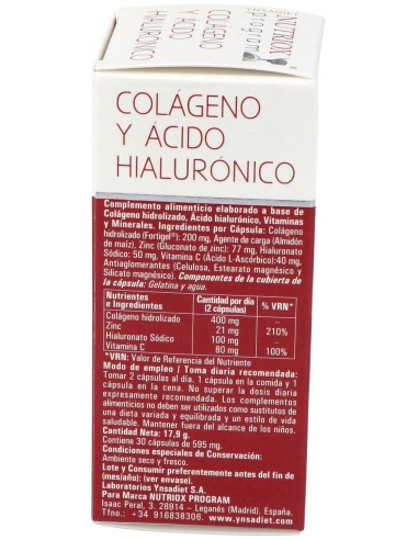 Colágeno + Ácido Hialurónico 30 Caps de Ynsadiet