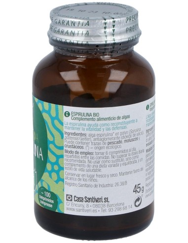 Alga Spirulina 100Comp. Bio de Santiveri