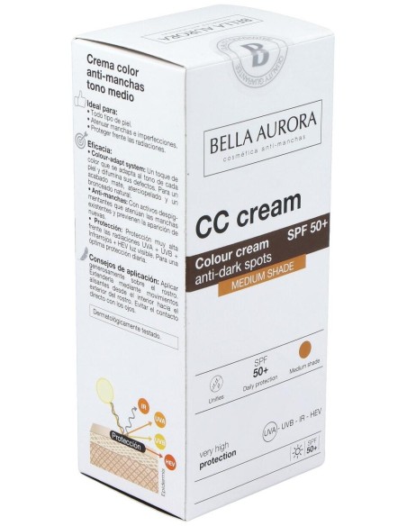 Cc Cream Spf 50+ Tono Medio 30Ml. de Bella Aurora
