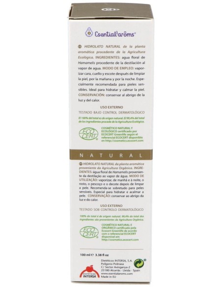 Agua Floral Hamamelis 100Ml.  Ecocert de Esential Aroms
