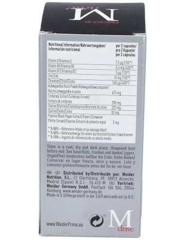 Weider Prime Testosterona Hombre 60Cap. de Weider