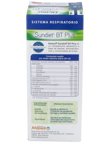 Sundiet Bt Plus Bronquios 250Ml. de Dietisa (Dielisa)