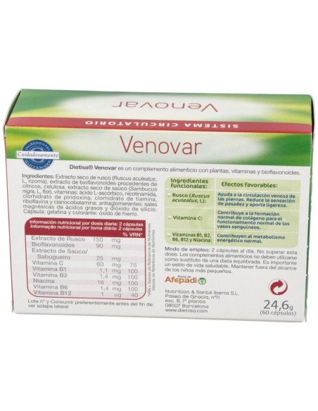 Dietkum Venovar Circulacion Piernas 60Cap. de Dietisa (Dielisa)