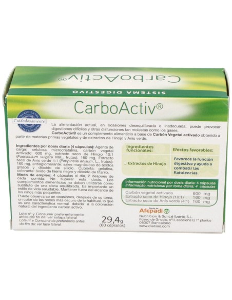 Carboactiv   Envase 60 Cápsulas(15 Días) de Dielisa®