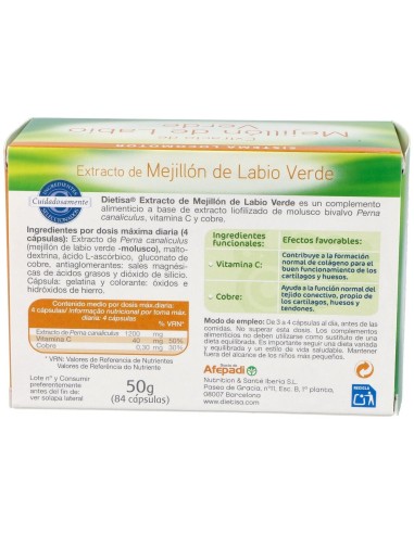 Mejillón De Labio Verde   Envase 84 Cápsulas(21-28 Días) de Dielisa®
