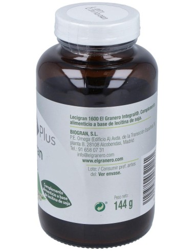 Lecitina De Soja Lecigran 1600Mg. 90Perlas de El Granero