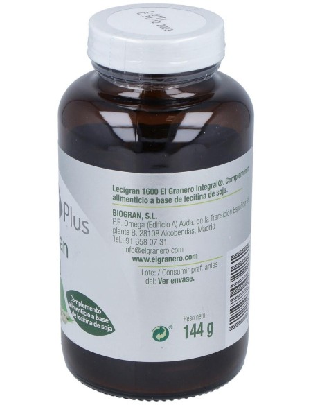Lecitina De Soja Lecigran 1600Mg. 90Perlas de El Granero