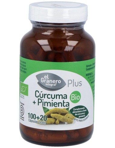 Curcuma Y Pimienta Bio 120Cap. de El Granero