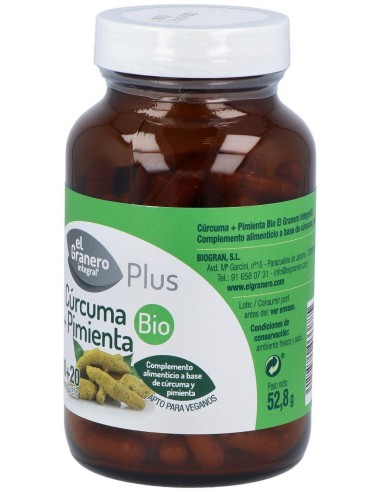 Curcuma Y Pimienta Bio 120Cap. de El Granero