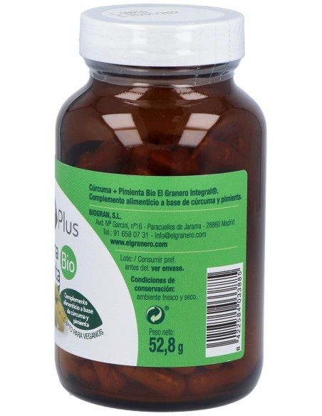 Curcuma Y Pimienta Bio 120Cap. de El Granero