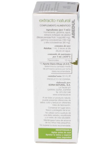 Ext. Abedul Xxi 50Ml. S/Al de Soria Natural