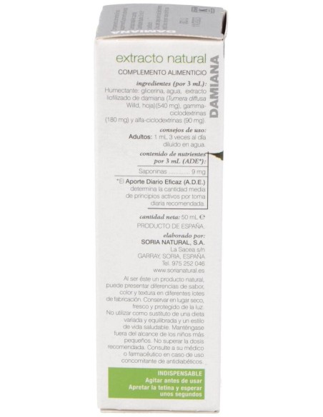 Ext. Damiana Xxi 50Ml. S/Al de Soria Natural