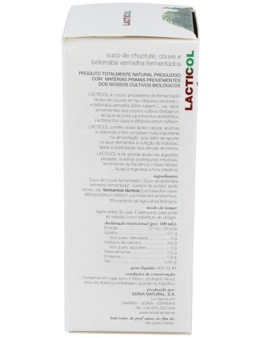 Lacticol Ecologico Jugo De Chucrut 200Ml de Soria Natural